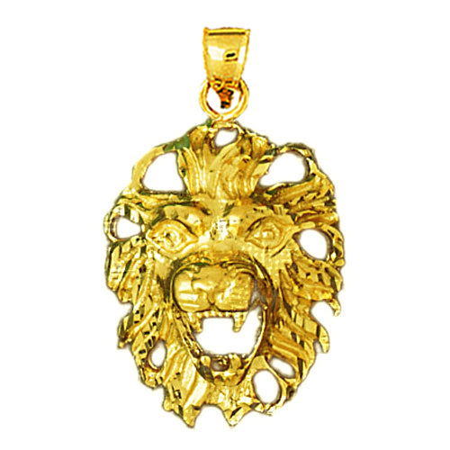 14K Gold 25MM Lion Head Pendant