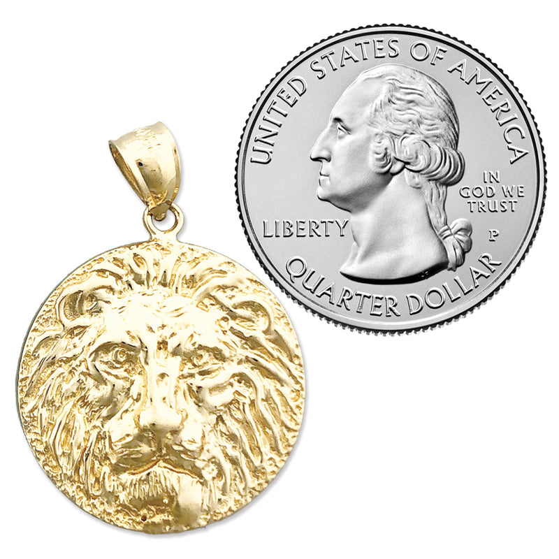 14K Gold Lion Head Medallion