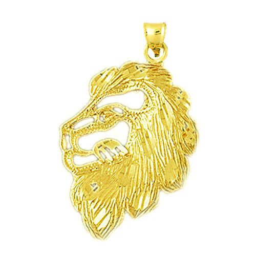 14K Gold Cut-Out Lion Face Pendant