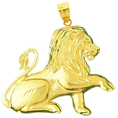 14K Gold Fierce Lion Pendant