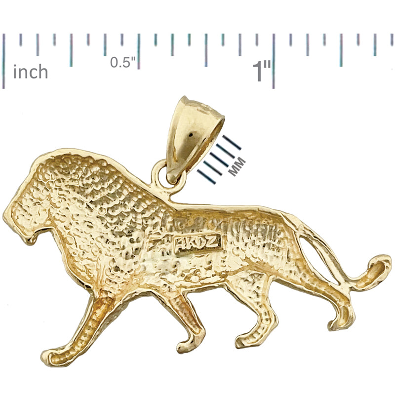 14K Gold 38MM Lion Pendant