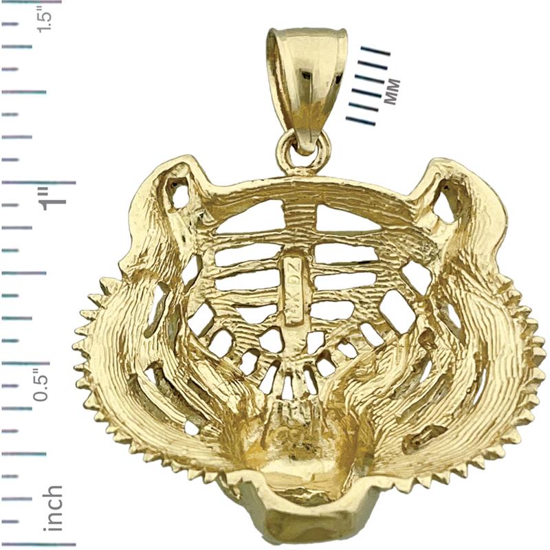 14K Gold Tiger Head Pendant