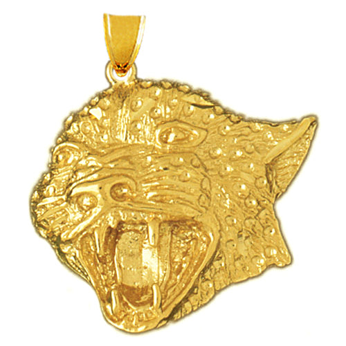 14K Gold Jaguar Head Pendant