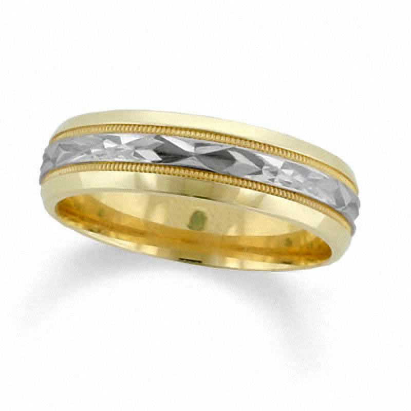 Ladies' Solid 14K Two-Tone Gold 6.0mm Wedding Band