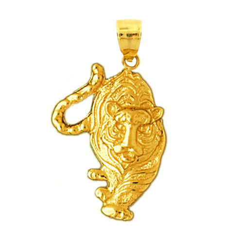 14K Gold Prowling Tiger Pendant