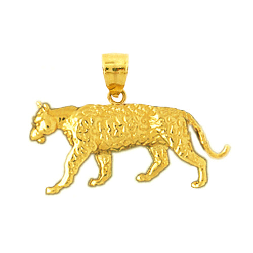 14K Gold 26MM Tiger Pendant