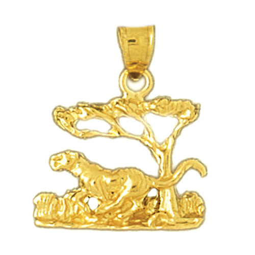 14K Gold Safari Jaguar Pendant