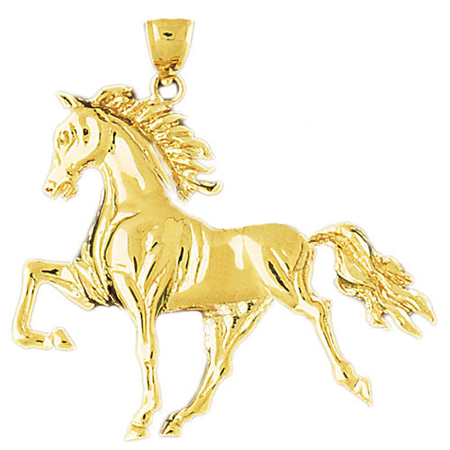 14K Gold Stallion Horse Pendant
