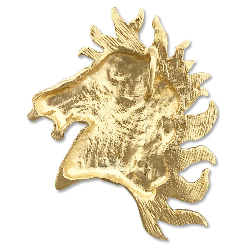 14K Gold Horse Head with Wild Mane Slide