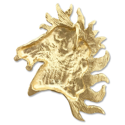 14K Gold Horse Head with Wild Mane Slide