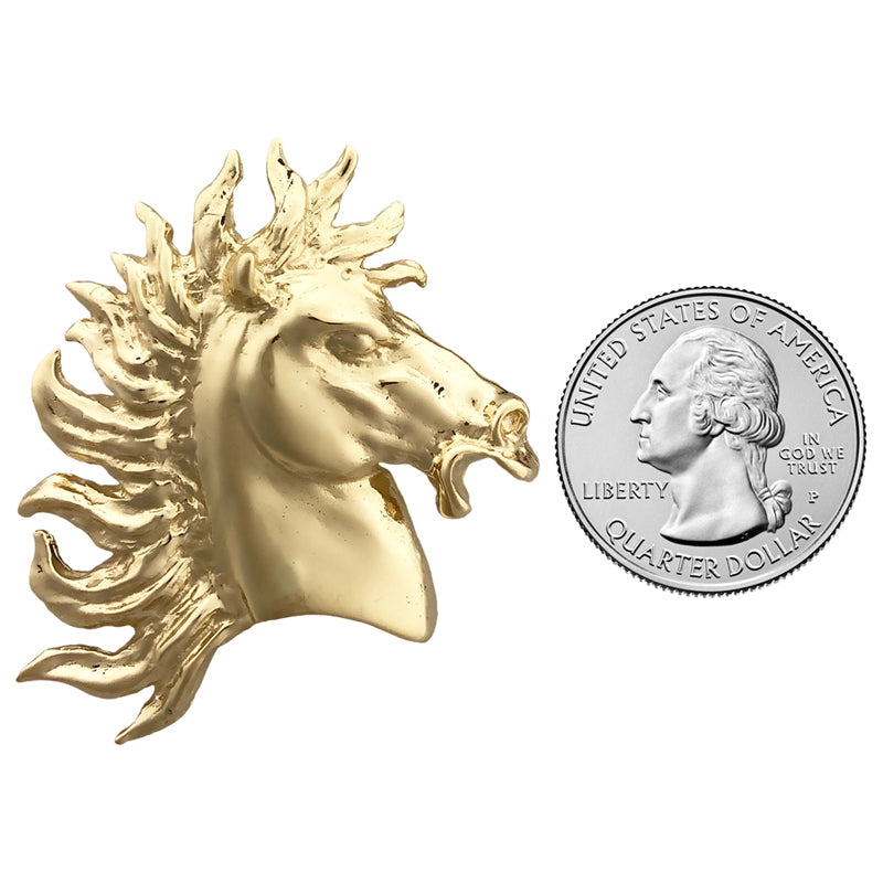14K Gold Horse Head with Wild Mane Slide