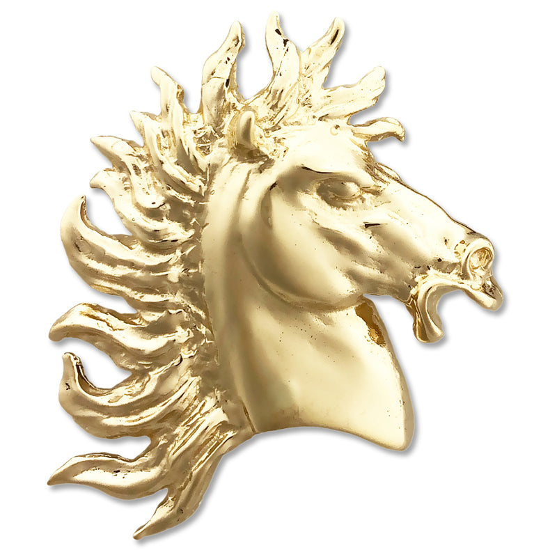 14K Gold Horse Head with Wild Mane Slide