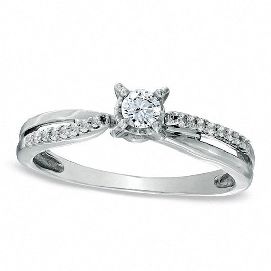 0.25 CT. T.W. Natural Diamond Crisscross Promise Ring in Solid 10K White Gold