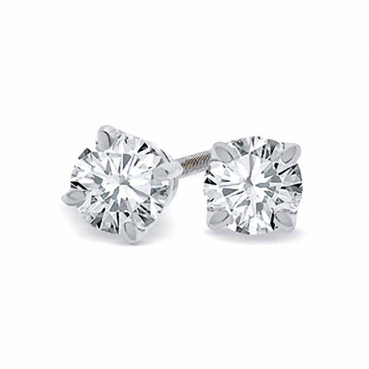 1 CT. T.W. Certified Diamond Solitaire Stud Earrings in 18K White Gold (I/SI2)