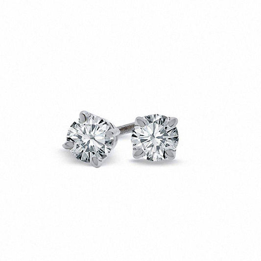 0.75 CT. T.W. Certified Diamond Solitaire Stud Earrings in 18K White Gold (I/SI2)