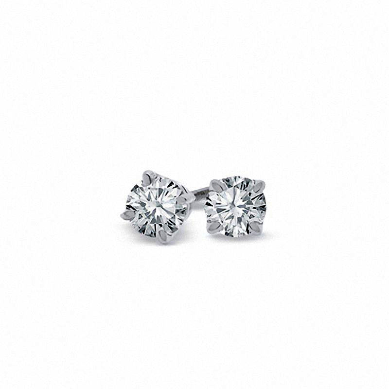 0.5 CT. T.W. Certified Diamond Solitaire Stud Earrings in 18K White Gold (I/SI2)