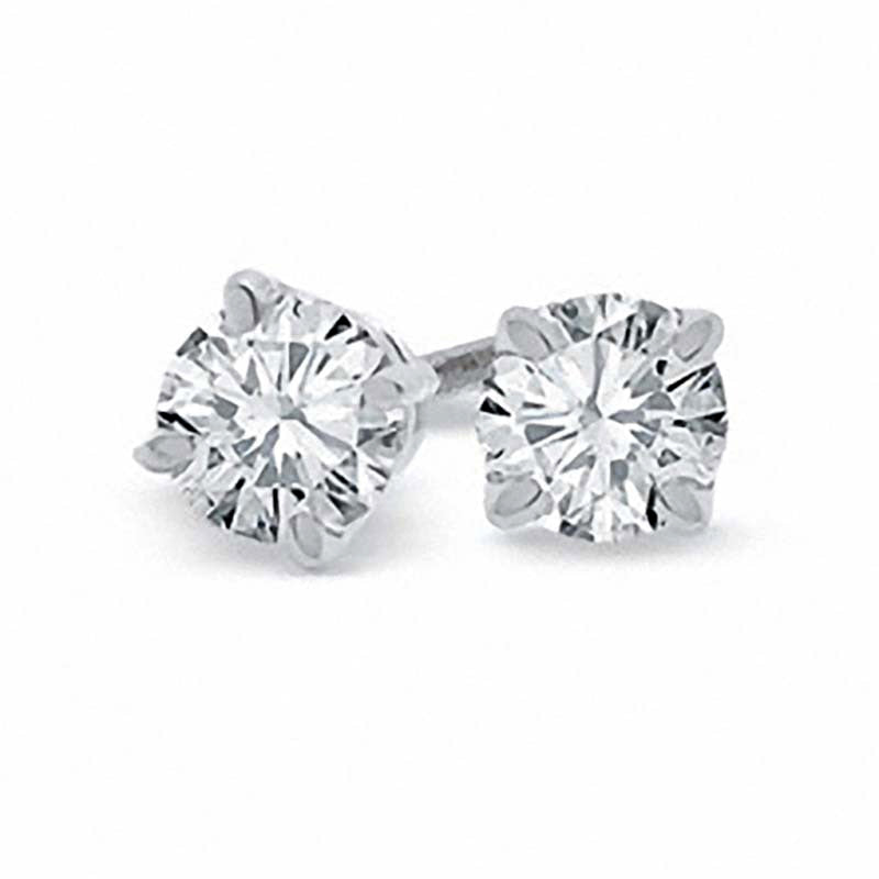 0.5 CT. T.W. Certified Diamond Solitaire Stud Earrings in 18K White Gold (I/VS2)