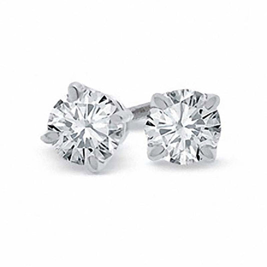 0.5 CT. T.W. Certified Diamond Solitaire Stud Earrings in 18K White Gold (I/VS2)