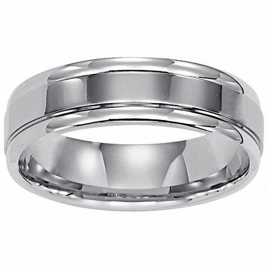 Men's 6.0mm Comfort Fit Wedding Band in Solid 14K White Gold