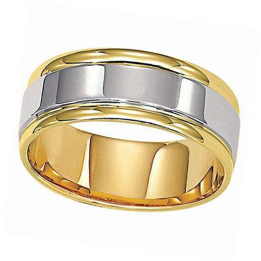 Men's 8.0mm Comfort Fit Wedding Band in Solid 14K Two-Tone Gold