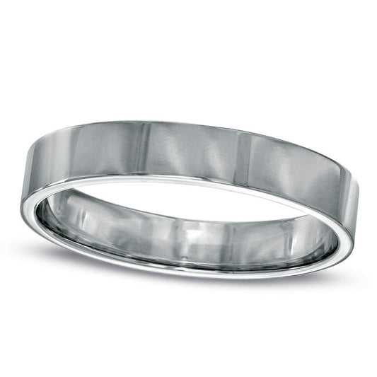 Men's 4.0mm Flat Wedding Band in Solid 14K White Gold