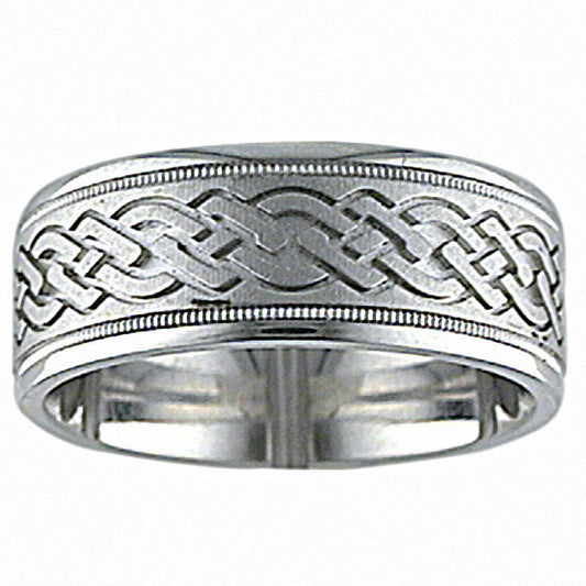 Men's 8.0mm Comfort Fit Wedding Band in Solid 14K White Gold