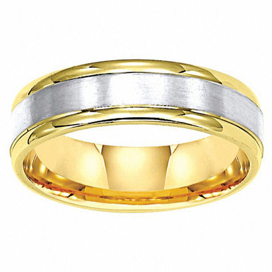 Men's 6.0mm Comfort Fit Wedding Band in Solid 14K Two-Tone Gold