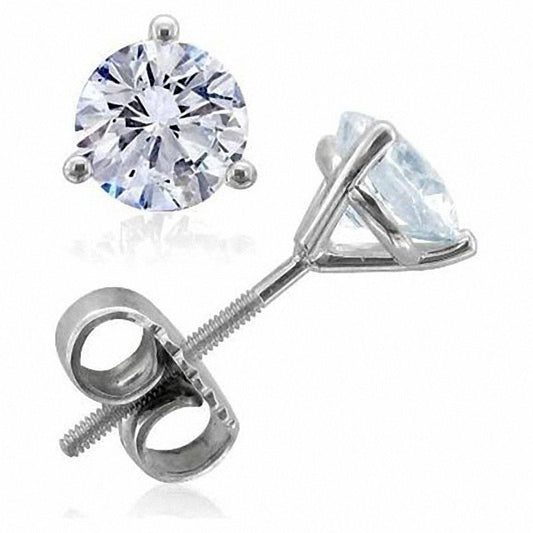 0.5 CT. T.W. Certified Diamond Solitaire Stud Earrings in 18K White Gold (I/VS2)