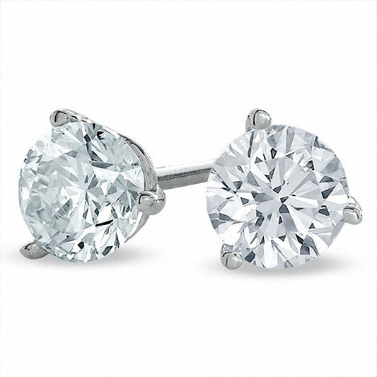 1 CT. T.W. Certified Diamond Solitaire Stud Earrings in 18K White Gold (I/VS2)