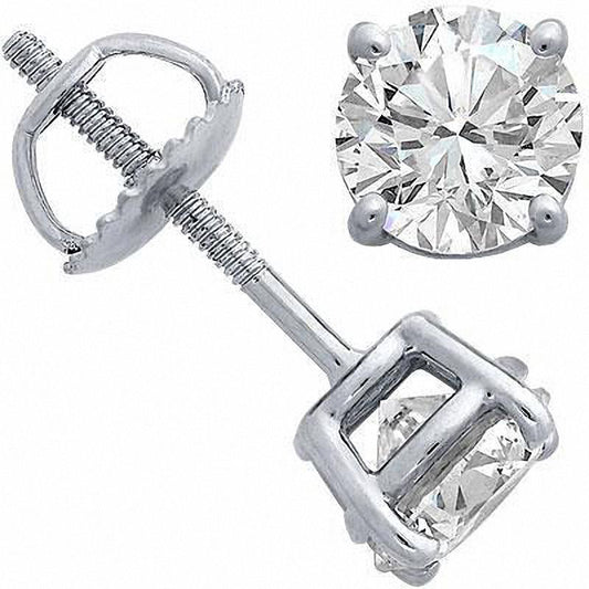 0.5 CT. T.W. Certified Diamond Solitaire Stud Earrings in 14K White Gold (I/SI2)
