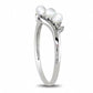 3.0 - 3.5mm Cultured Freshwater Pearl and Natural Diamond Accent Three Stone Bypass Ring in Solid 10K White Gold
