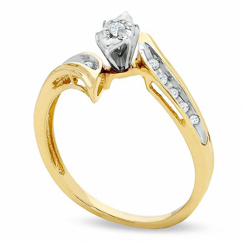 0.10 CT. T.W. Natural Diamond Illusion Marquise Engagement Ring in Solid 10K Yellow Gold