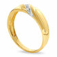Men's Natural Diamond Accent Slant Wedding Band in Solid 10K Yellow Gold