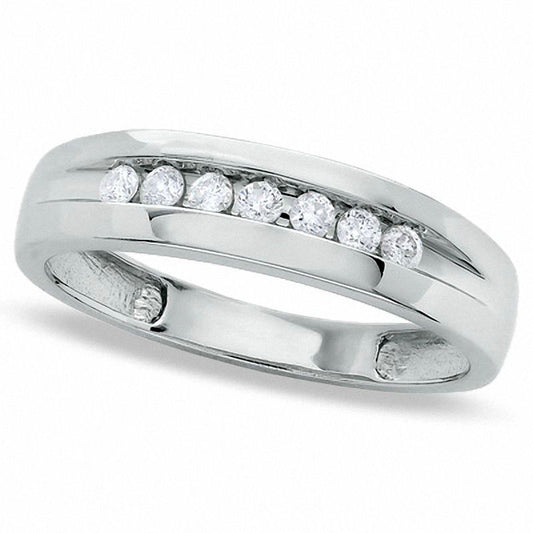 Men's 0.25 CT. T.W. Natural Diamond Wedding Band in Solid 10K White Gold