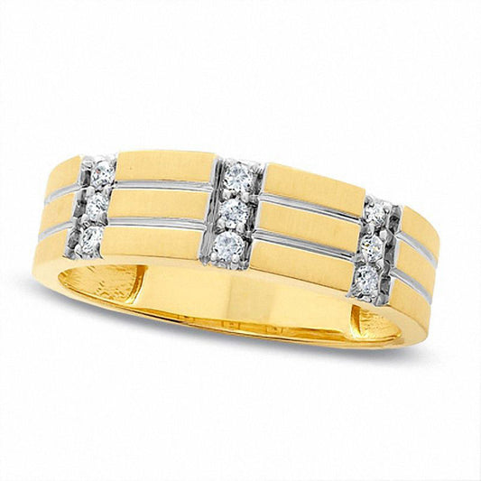 Men's 0.20 CT. T.W. Natural Diamond Wedding Band in Solid 14K Gold