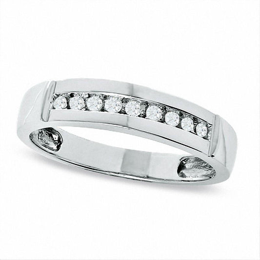 Men's 0.20 CT. T.W. Natural Diamond Wedding Band in Solid 10K White Gold