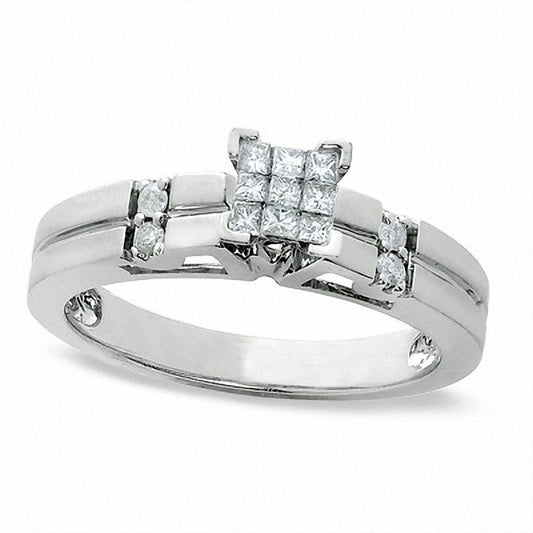 0.20 CT. T.W. Princess-Cut Natural Diamond Engagement Ring in Solid 10K White Gold