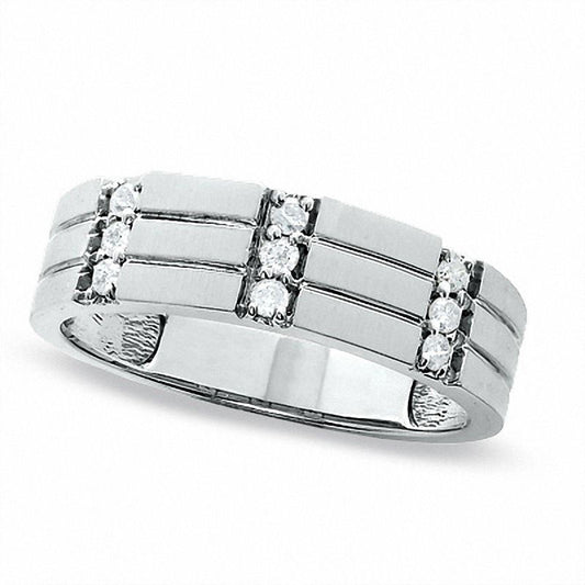 Men's 0.20 CT. T.W. Natural Diamond Wedding Band in Solid 10K White Gold