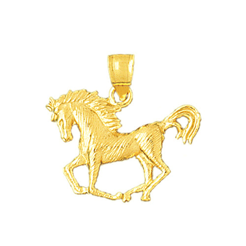 14K Gold 22MM Horse Pendant