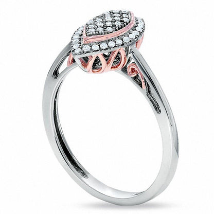 0.14 CT. T.W. Marquise Natural Diamond Cluster Promise Ring in Solid 10K Two-Tone Gold