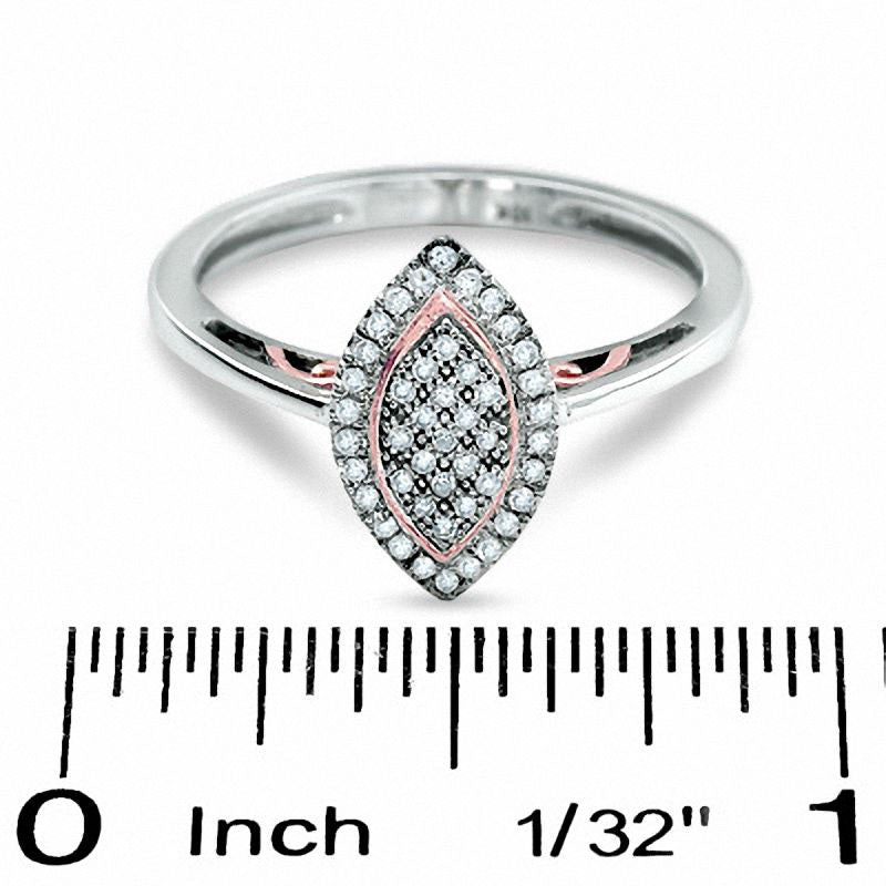 0.14 CT. T.W. Marquise Natural Diamond Cluster Promise Ring in Solid 10K Two-Tone Gold