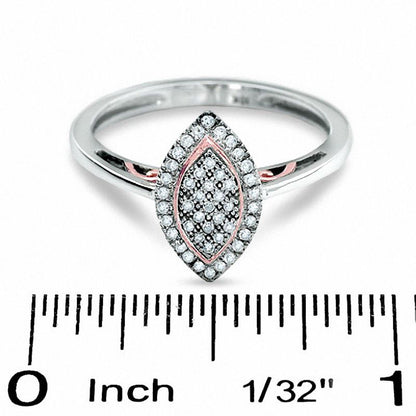 0.14 CT. T.W. Marquise Natural Diamond Cluster Promise Ring in Solid 10K Two-Tone Gold