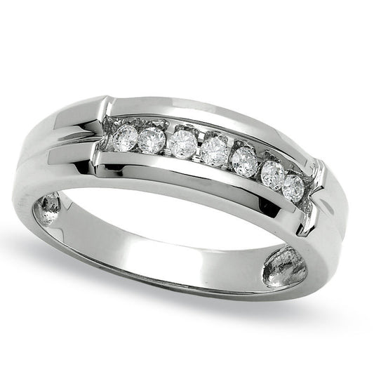 Men's 0.25 CT. T.W. Natural Diamond Wedding Band in Solid 14K White Gold