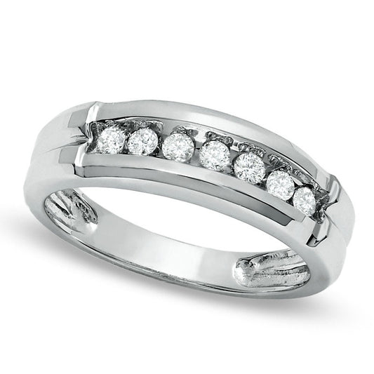 0.20 CT. T.W. Natural Diamond Seven-Stone Band in Solid 14K White Gold