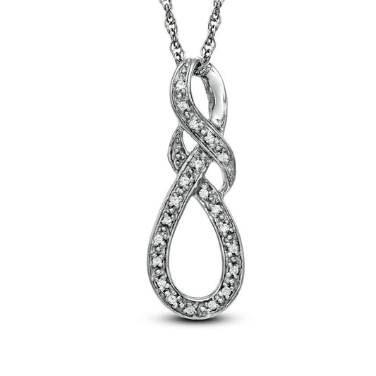 Natural Diamond Accent Knotted Swirl Pendant in Sterling Silver