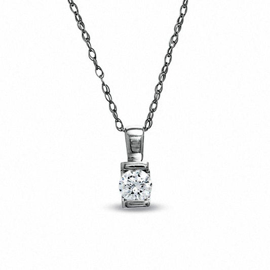 0.07 CT. Natural Clarity Enhanced Solitaire Pendant in 10K White Gold
