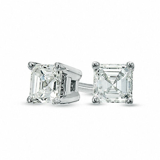 0.25 CT. T.W. Certified Asscher-Cut Diamond Solitaire Stud Earrings in 18K White Gold (I/VS2)