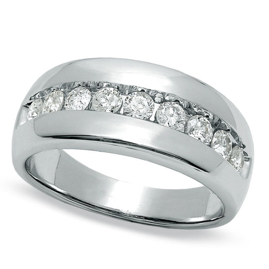 Men's 1.0 CT. T.W. Natural Diamond Wedding Band in Solid 14K White Gold