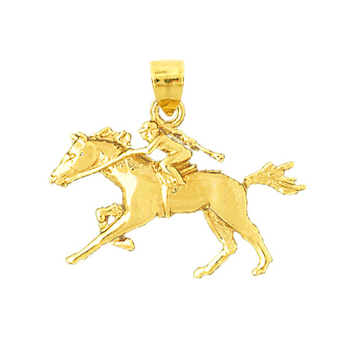 14K Gold Racing Horse Pendant