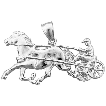 14K Gold 44MM Harness Racing Horse Pendant